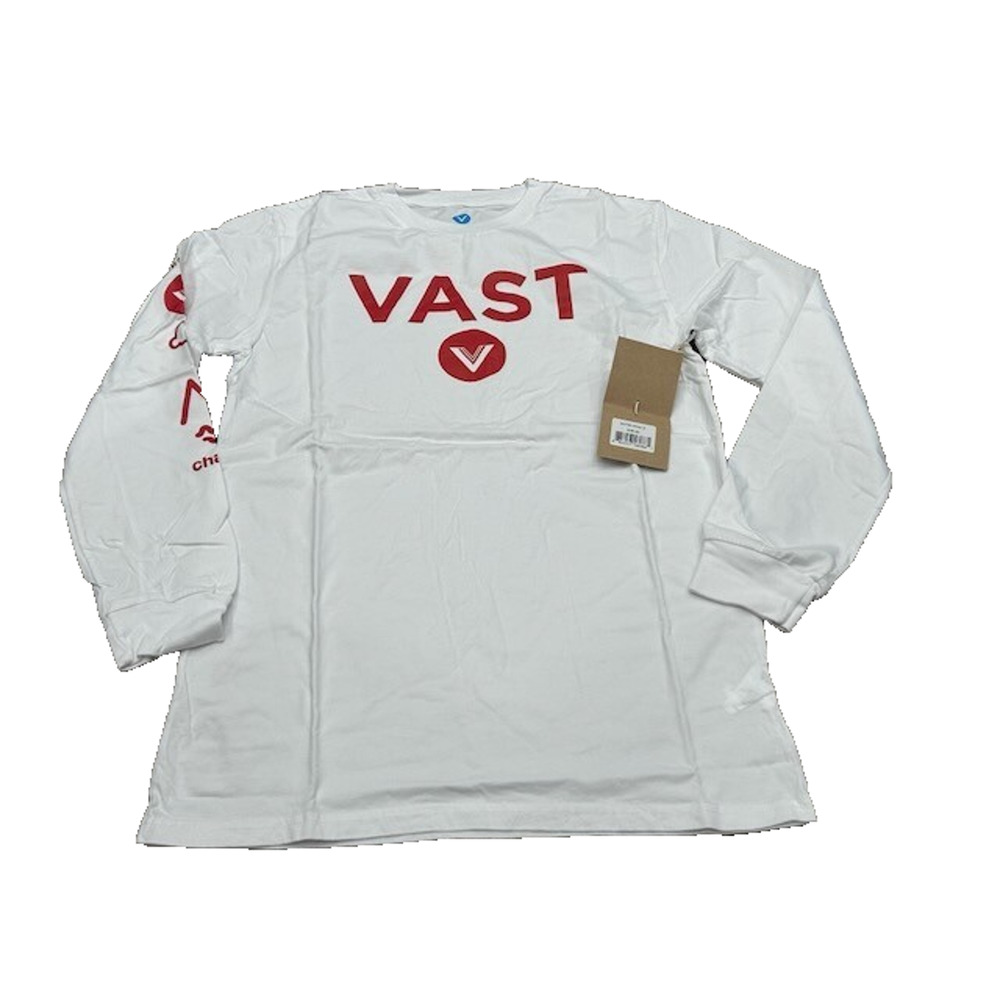 NWT VastLife Mens Spell Out Logo T-Shirt Long Sleeve Crew‎ Neck White Size S